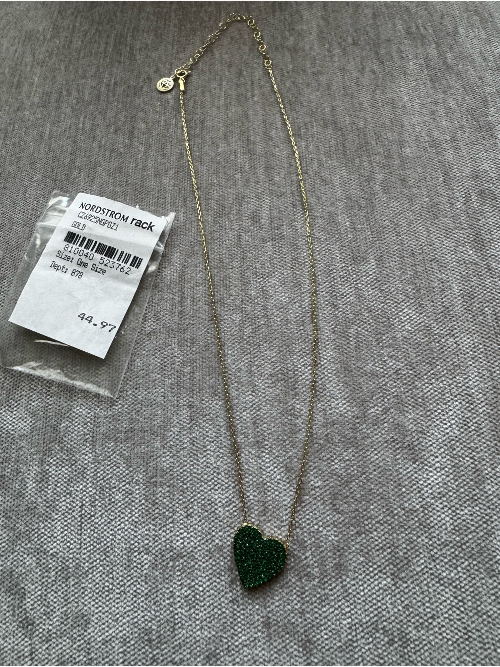 Nordstrom rack gabi rielle Gold plated 925 silver Necklace Green Heart Pendant